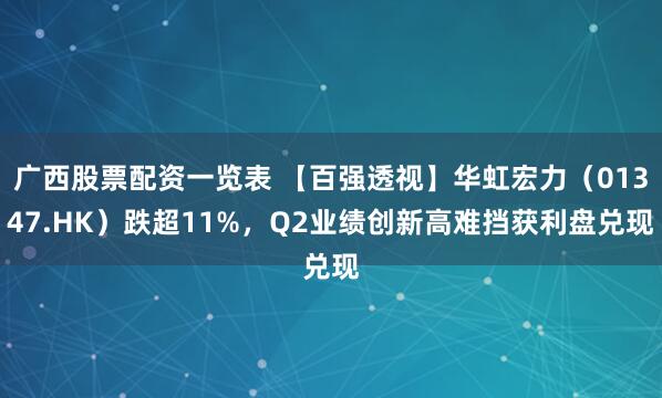 广西股票配资一览表 【百强透视】华虹宏力（01347.HK）跌超11%，Q2业绩创新高难挡获利盘兑现